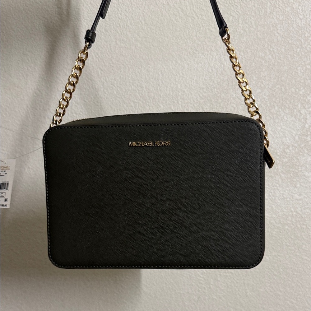 Michael Kors Black Crossbody Bag with Gold Chain
